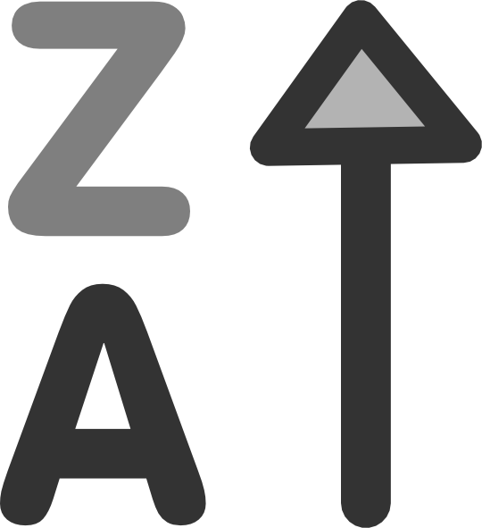 ZA sorting icon with upward arrow indicating alphabetical order from A to Z