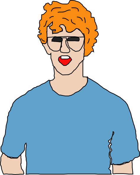 Illustration of a Stylish Person with Orange Hair and Sunglasses