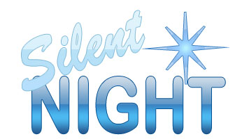 "Silent Night" festive logo with icy blue gradient text and starburst icon