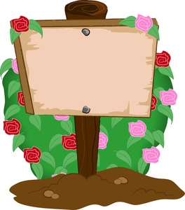 Decorative Garden Sign with Roses - Free Clipart for Landscaping & Design