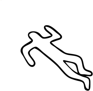 White silhouette of a falling human figure on black background, symbolizing danger or accident.