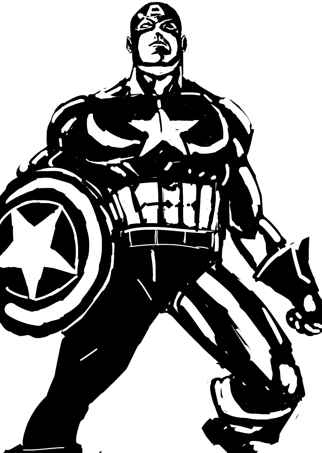 Captain America Black And White Clipart 