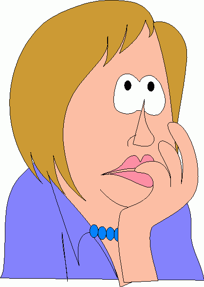 Thoughtful Woman Illustration - Expressive Cartoon Character for Web Content