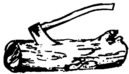 Axe Embedded in Log - Classic Woodcutting Illustration