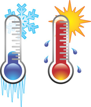 Cold vs Hot Temperature Comparison - Visual Thermometer Illustration