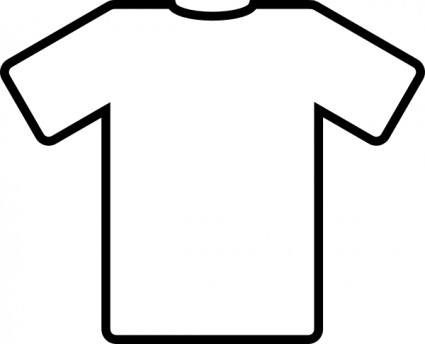 Simple black outline of a plain white short-sleeve t-shirt on white background.