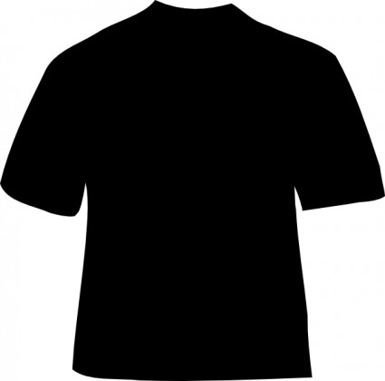 Black silhouette of a classic crew-neck short-sleeve T-shirt on white background.