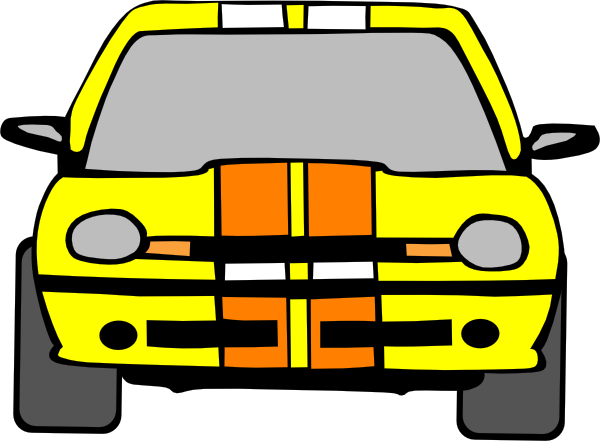 Yellow Sports Car with Racing Stripes - Fun Cartoon Illustration