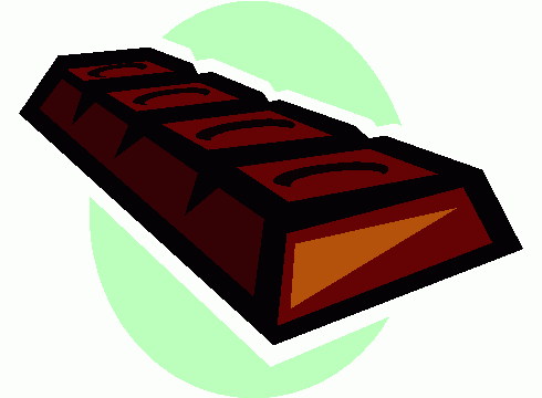 A stylized chocolate bar with segmented squares and a green leafy background, symbolizing natural or organic chocolate.