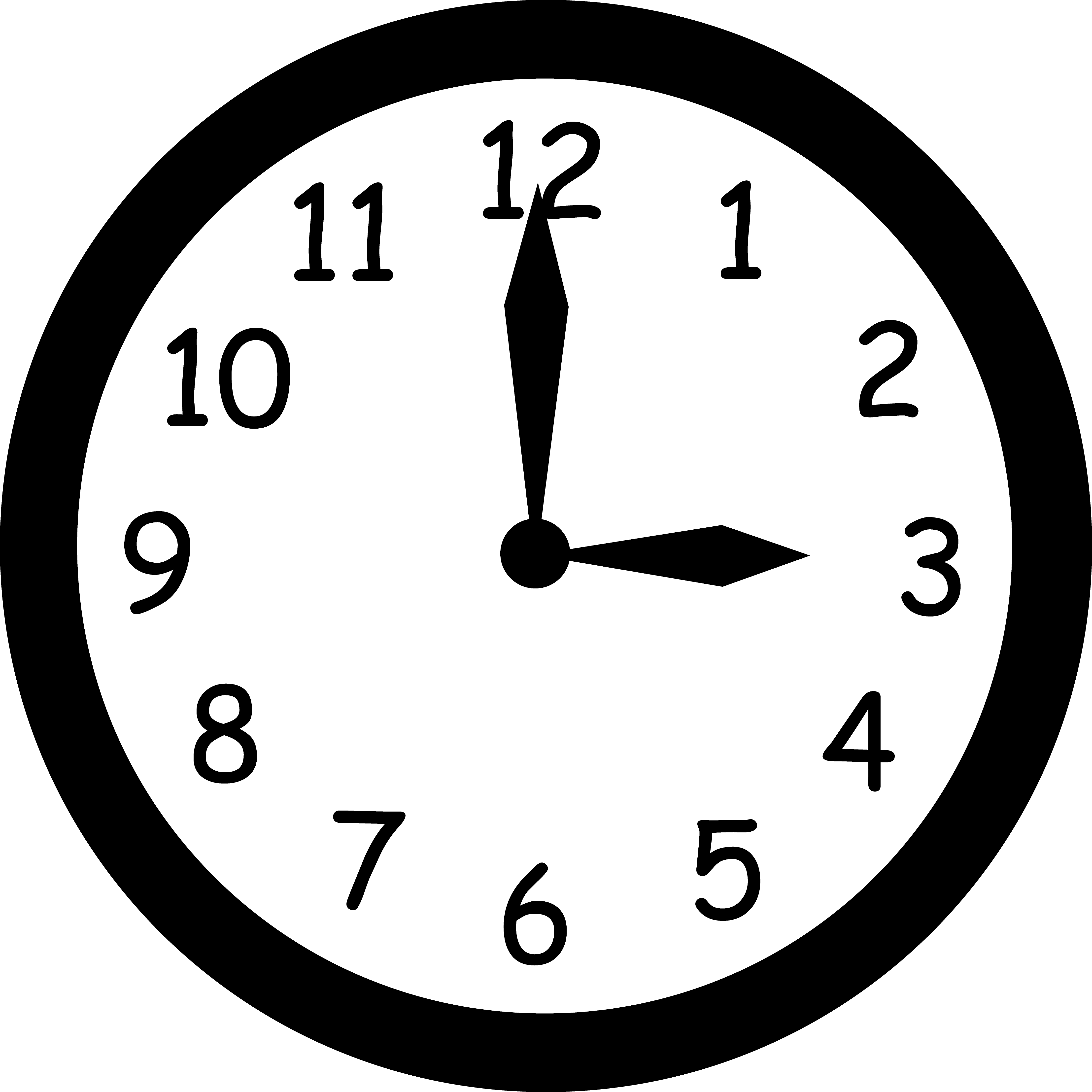 Analog Clock Face Showing 3:00 - Clean Vector Illustration