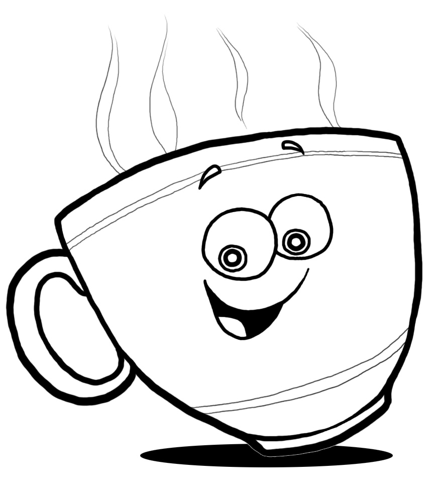 Coffee Cup Clip Art Black White 