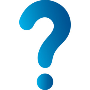 Blue gradient question mark icon on white background, symbolizing inquiry or help.