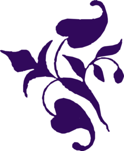Elegant purple floral vine silhouette on black background, stylized decorative motif.