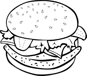 Classic Hamburger Illustration - Free Clipart for Food Blogs & Menus