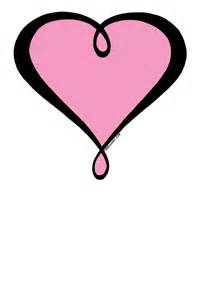 Pink heart with black outline and a teardrop shape at the bottom, symbolizing emotional vulnerability or love with sorrow.