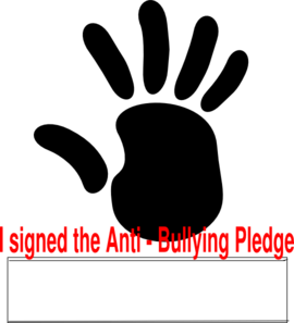 Red text on black background reads "I signed the Anti-Bullying Pledge"