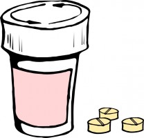 Pill Bottle Illustration - Medical Prescription Container with Tablets