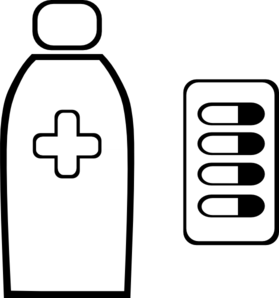 Medication Icon - Pill Bottle and Capsule Blister Pack Illustration