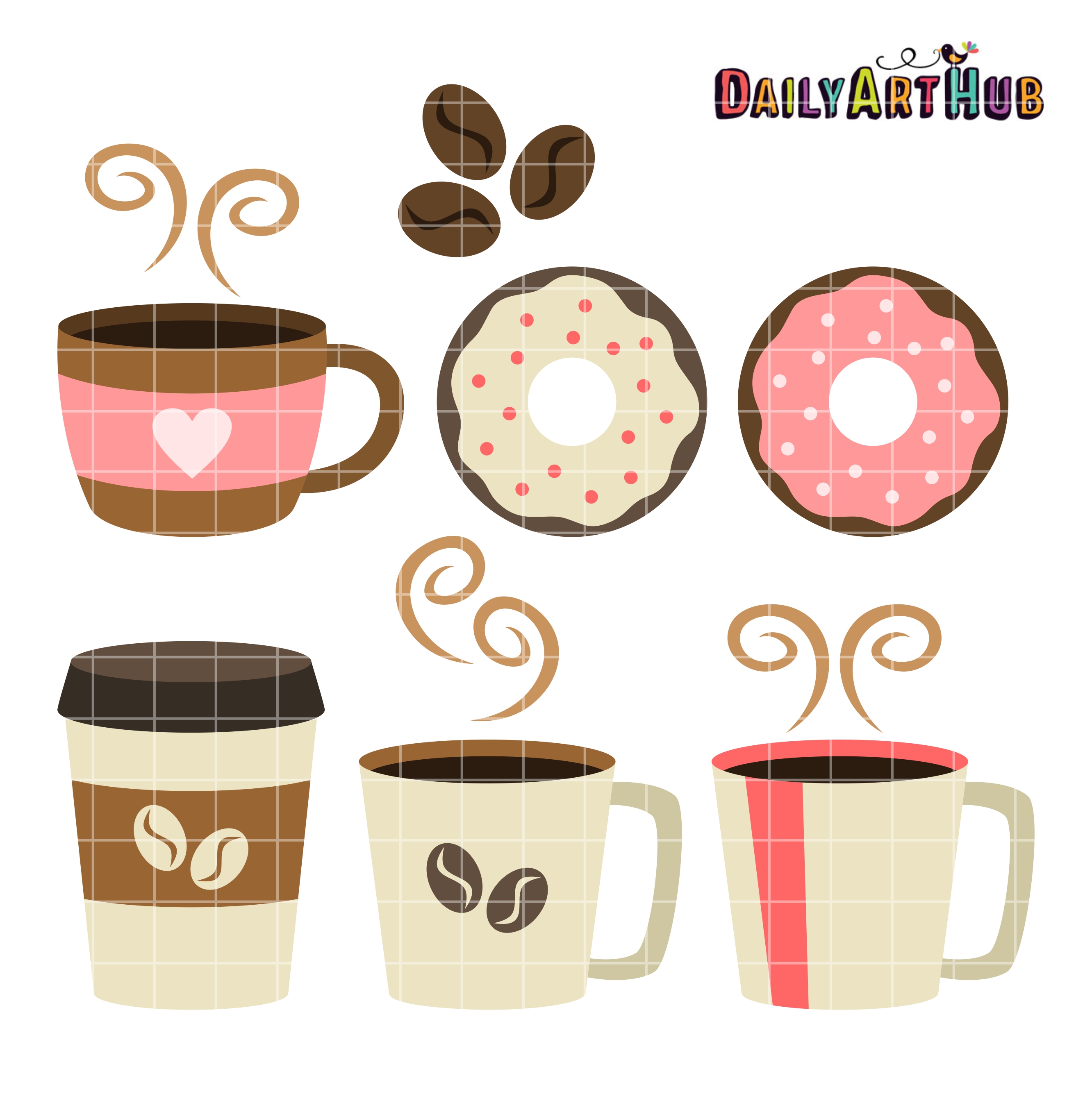 Coffee and Donut Clip Art Collection - Free Vector Illustrations