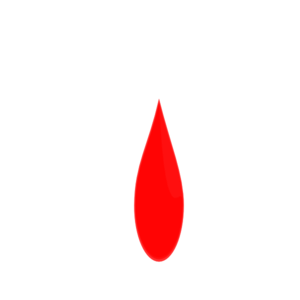 A bright red teardrop-shaped icon on a black background, symbolizing blood, liquid, or emotion.