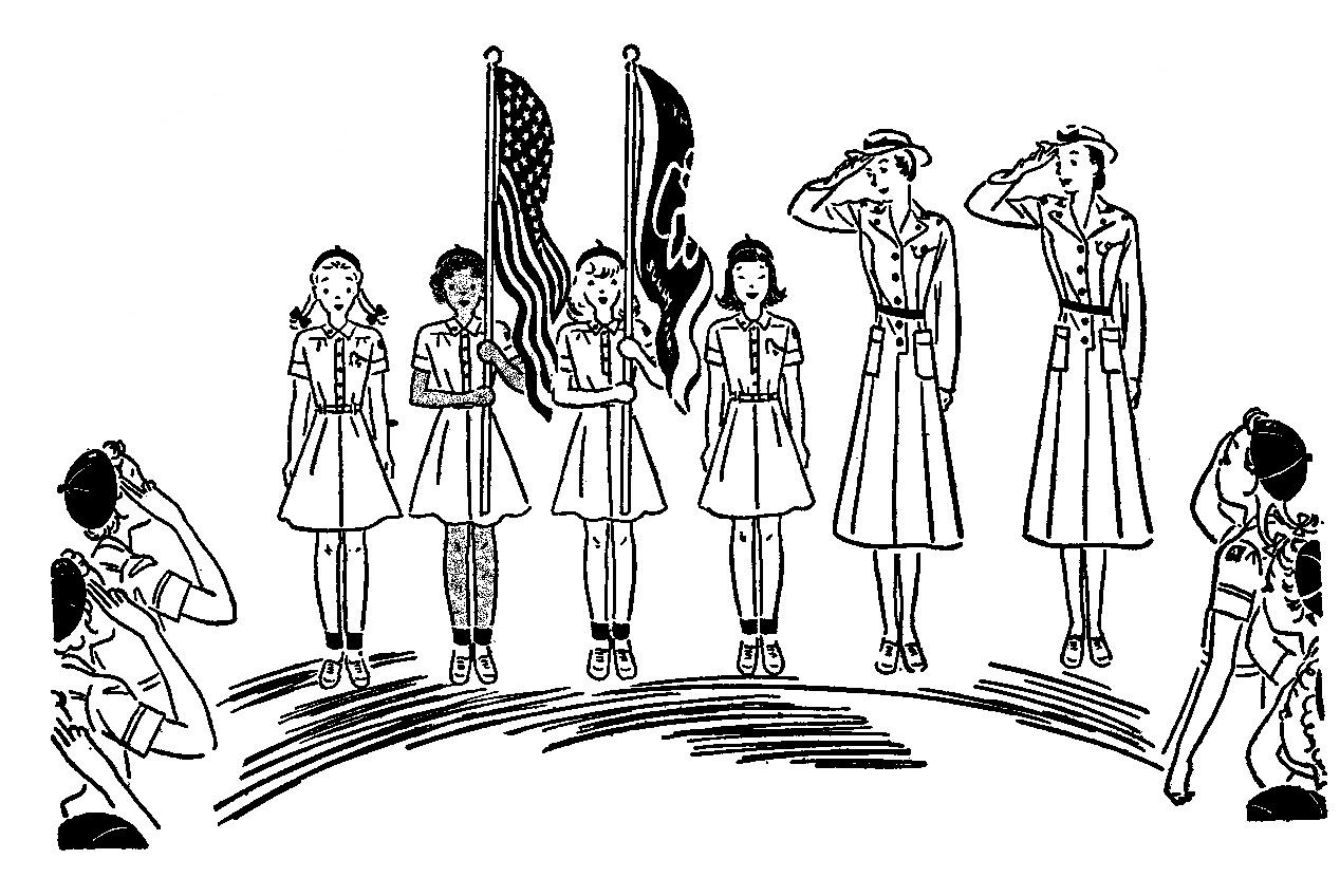 vintage girl scout clip art flag ceremony 