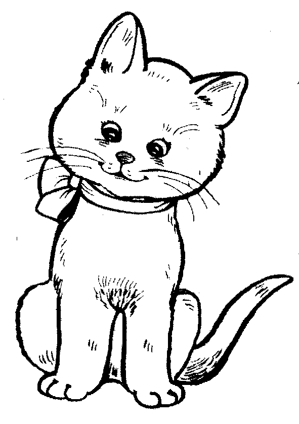 clipart kitten black and white