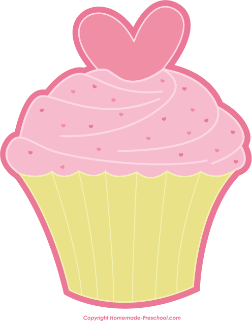 Cute Pink Heart Cupcake Clipart for Valentine’s Day & Kids’ Crafts