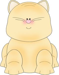 A cheerful cartoon orange cat sitting with closed eyes and a gentle smile.