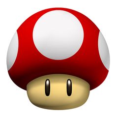 Red and white Super Mushroom from Nintendo’s Mario series, iconic power-up item.