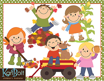 Autumn Fun with Kids - Free Clipart for Educational and Seasonal Projects