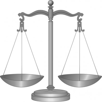 Classic silver scales of justice with two balanced pans, symbolizing fairness and legal equity.