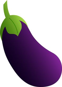 A vibrant purple eggplant with a green calyx, illustrated in smooth gradient style.