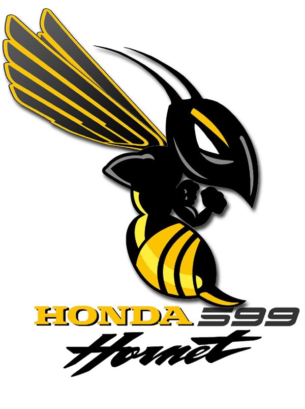 Honda 599 Hornet logo featuring a stylized black and yellow hornet with bold typography.