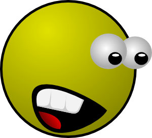 Yellow cartoon emoji with wide eyes and open mouth showing teeth and tongue, expressing surprise or excitement.