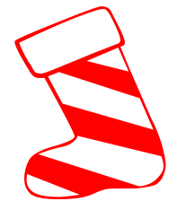 Red and white striped Christmas stocking illustration, classic holiday symbol.