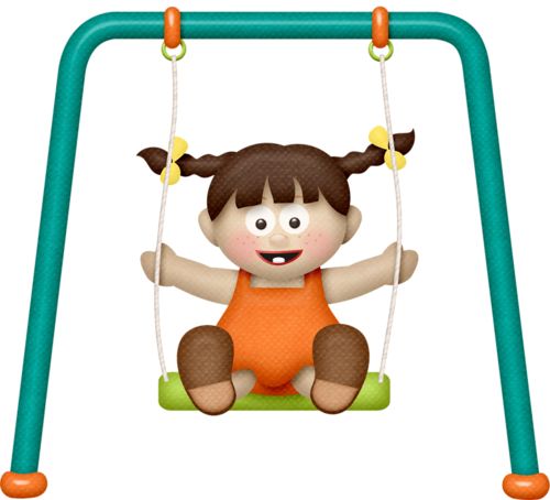 Joyful Cartoon Girl on Swing - Playful Illustration for Kids' Content