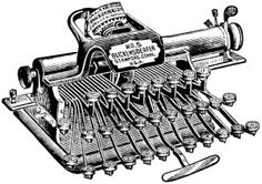 vintage typewriter clip art, free black and white clipart, antique 