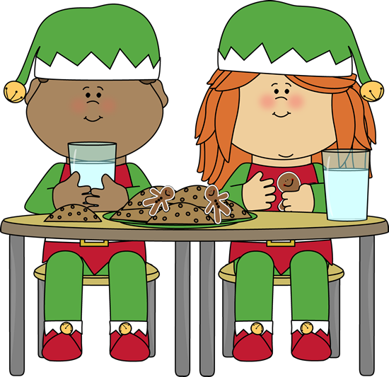 Festive Elf Cookies and Milk Scene - Holiday Illustration