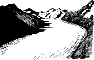 Mountain River Ink Sketch - Nature Illustration for Art & Design