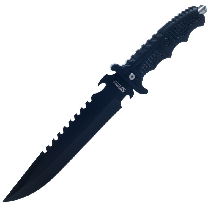 Heavy-Duty Tactical Survival Knife - Full Tang, Serrated Blade & Glass Breaker