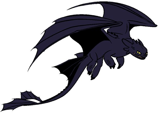 A sleek black dragon with yellow eyes and expansive wings in mid-flight against a gray background.