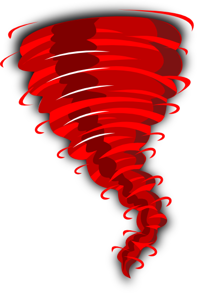Red Tornado Illustration - High-Impact Weather Hazard Graphic