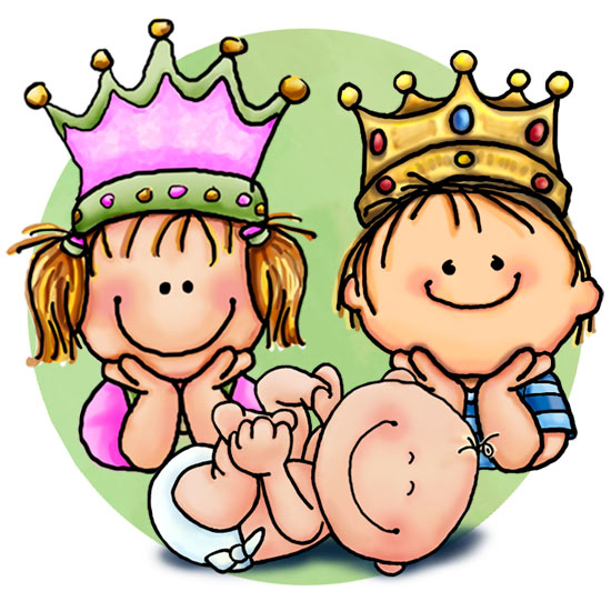 Royal Sibling Love - Cartoon Illustration of King, Queen, and Baby