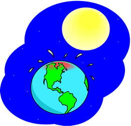 Global Warming Illustration - Sun, Cloud, and Planet Earth