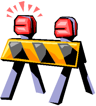 flashing under construction signs banners and barricade animated 