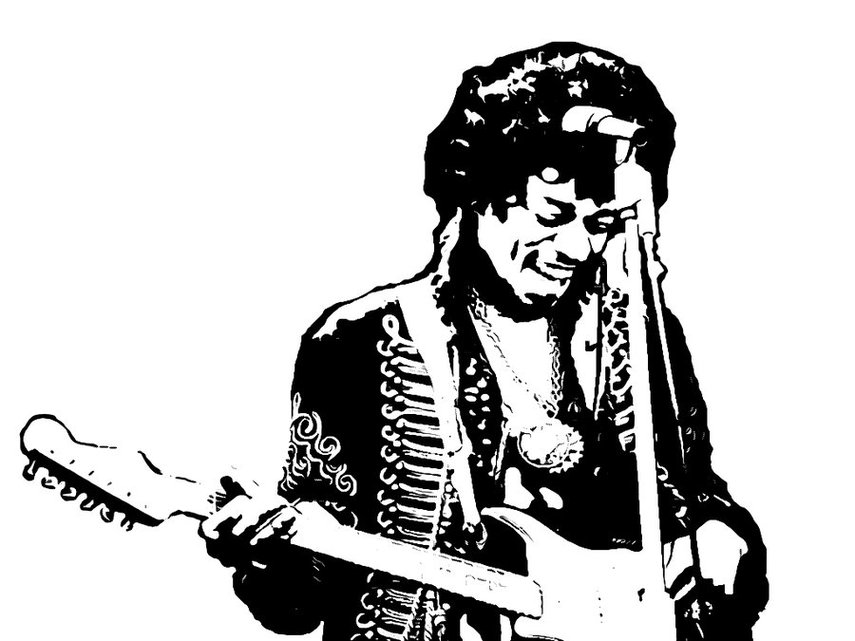 Jimi Hendrix Stencil Clipart 