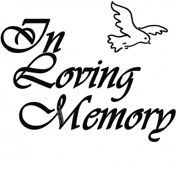 "In Loving Memory" text with a flying dove symbolizing remembrance and peace.