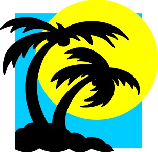 Tropical Palm Tree Sunset Illustration - Free Clipart for Travel & Vacation Sites