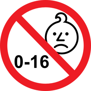Red prohibition symbol (circle with diagonal line) on black background, indicating "no" or "not allowed".
