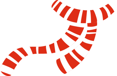 Red and white striped candy cane scarf illustration on black background